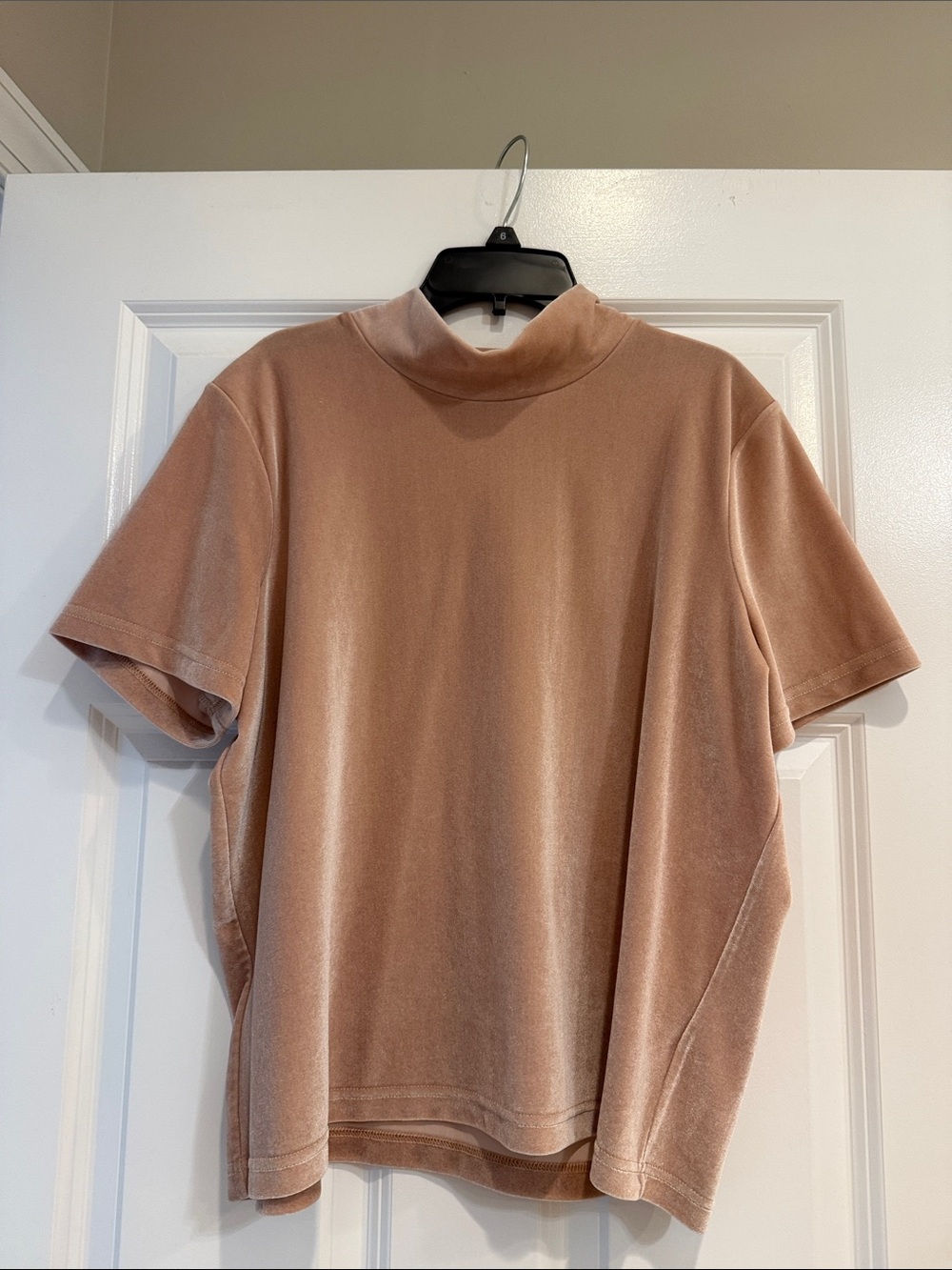 Madewell Short-Sleeve Mock Neck Tee in Dusty Rose Size Large